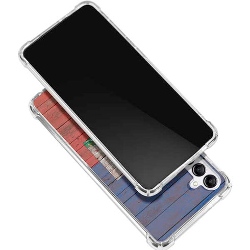 Haiti Flag Dark Wood Galaxy A15 5G Clear Case